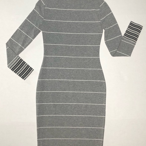 ⭐️NEW⭐️White House Black Market Long Sleeve Midi Stripe Dress With Sweater Trim - Picture 7 of 8